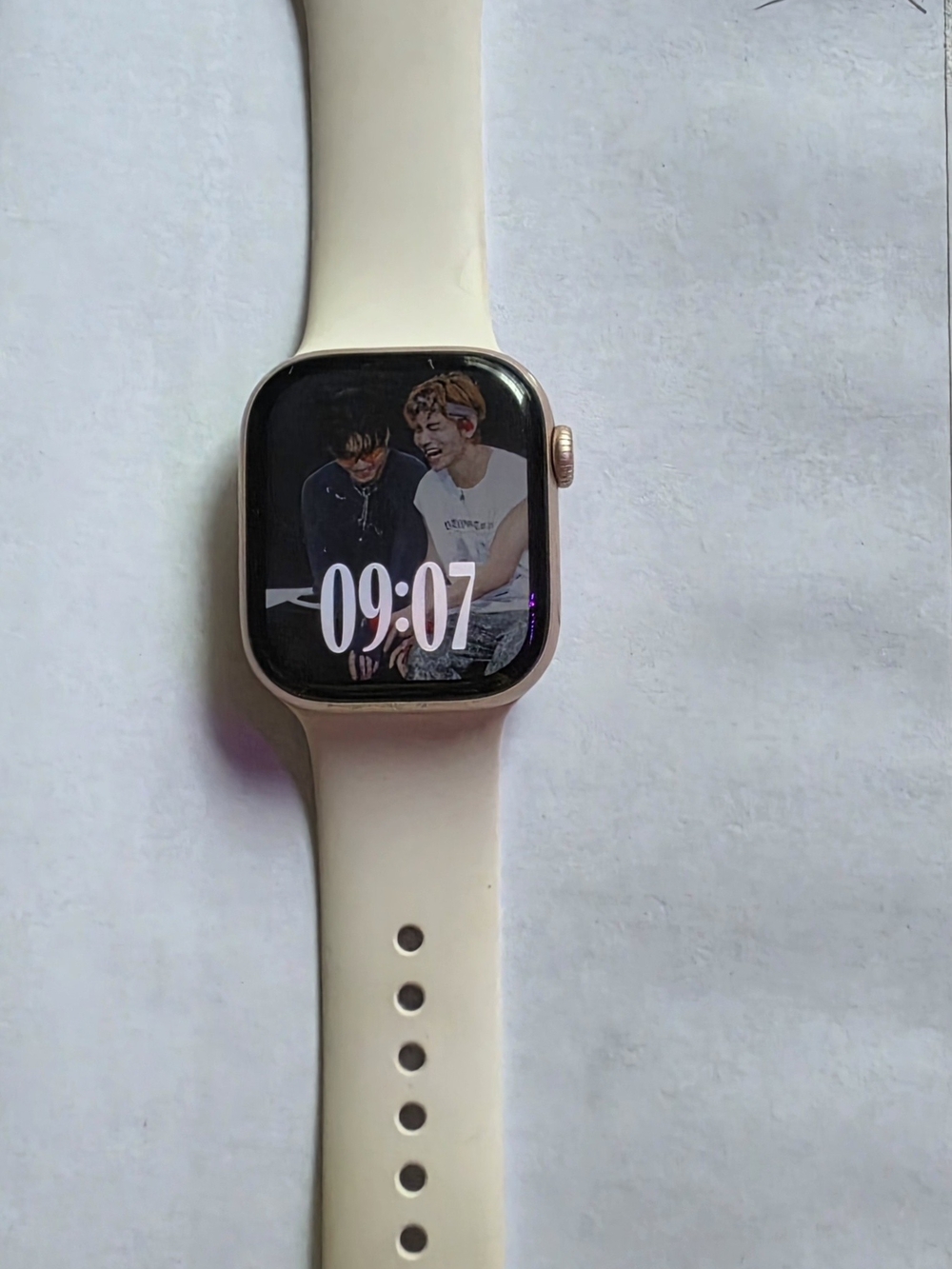 Apple Smartwatch with Cream Silicone Band